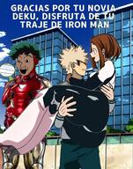 anime bakugou_katsuki brown_skin comic cuck iron_man midoriya_izuku mirror my_hero_academia spanish_text text uraraka_ochako variant:soyak white_skin // 1009x1280 // 213.1KB
