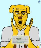 arm check clothes dog glasses hand janny open_mouth push_pin soyjak sticky stubble suspenders variant:britjak // 860x1000 // 99.0KB