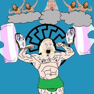 1488 aryan beard cloud crying glasses god jimmy_davis multiple_soyjaks muscles rope sonnenrad soyjak swastika tongue tranny variant:cobson variant:jimmy_davis // 1000x1000 // 103.2KB