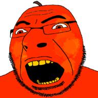apple food fruit glasses open_mouth red_skin series:fruiterz! soyjak stubble variant:cobson yellow_teeth // 721x720 // 61.9KB