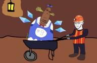 2soyjaks 9 anime brown_skin cirno clothes ear fat full_body glasses hat lantern meta:tagme mine miner number stinky stubble sweating touhou underground variant:cobson variant:soyak video_game wheelbarrow // 2841x1843 // 574.0KB