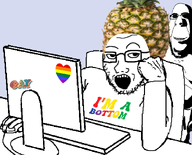aids chair clothes computer computer_mouse faggot fist flag:lgbt_pride_flag food fruit gay glasses heart imminent_rape keyboard monitor open_mouth pineapple pinejak raised_eyebrow sitting sticker stubble subvariant:hornyson variant:cobson variant:soyak // 975x789 // 269.4KB