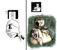 2soyjaks arm art beard brown_hair clothes drawfag drawing eyepatch hair hand knight mask metal_gear muscles open_mouth pale_skin request skull_face subvariant:chudjak_front subvariant:muscular_chud tongue variant:bernd variant:chudjak venom_snake white_skin // 3241x2844 // 5.1MB