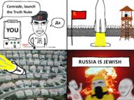 billions_must hazmat_suit meme nuclear rocket russia subvariant:chudjak_front text truth_nuke variant:chudjak variant:cobson variant:markiplier_soyjak2 variant:soyak // 2000x1500 // 2.0MB