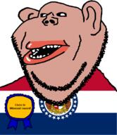 1820 amerimutt award black_sclera brown_skin clothes ear flag flag:missouri lips missouri mutt open_mouth soyjak state stubble subvariant:impish_amerimutt text united_states variant:impish_soyak_ears // 685x793 // 61.1KB