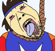 bloodshot_eyes brown_hair chilean deviantart eyelashes hanging juacoproductionsarts open_mouth pedophile rope stubble variant:bernd // 768x719 // 54.6KB