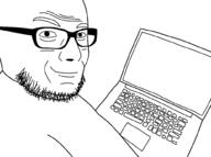 coal glasses laptop smirk smug soyjak stubble template variant:laptopjak variant:unknown // 1000x743 // 121.9KB