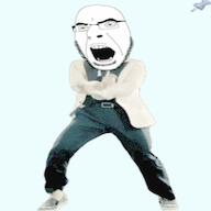 animated closed_eyes closed_mouth dance ear full_body gangnam_style glasses irl looking_at_you music neofolk open_mouth push_pin rome_(band) selfish_little_fuck sound soyjak sticky stubble subvariant:hornyson variant:cobson variant:soyak video // 500x500, 107.4s // 23.1MB