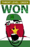 ahegao emerald flag:suriname gem glasses green green_eyes hair looking_up open_mouth schlog_color_event soyjak soyjak_blog star_(symbol) stubble suriname teeth text threat_level_green variant:cobson won // 721x1115 // 145.0KB