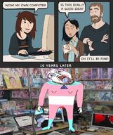 'toss ack anime beard comic computer father glasses hanging hitsujigoods meta:not_oc mother parents purple_hair rope suicide text tongue tranny troon ugly variant:bernd yellow_teeth // 1006x1200 // 1.3MB