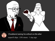 2soyjaks boquet chudsband clothes husband open_mouth soyjak suit suit_and_tie supertf variant:unknown wedding wedding_dress wife wifecel // 1080x802 // 184.5KB