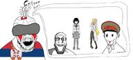 4soyjaks cap closed_mouth clothes communism country drool flag flag:serbia franken_fran glasses hair hammer_and_sickle hat kgb madaraki_fran madaraki_veronica military ominous open_mouth serbia smile soyjak stubble subvariant:patrick text tongue variant:chudjak variant:feraljak variant:kuzjak variant:markiplier_soyjak virtual_reality // 1920x869 // 334.1KB