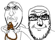 2soyjaks arm glasses hand holding_object pointing punisher_face rope smile soyjak stubble subvariant:wholesome_soyjak variant:a24_slowburn_soyjak variant:gapejak // 1400x1021 // 342.9KB