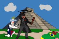 aztec brazil chicano chichen_itza chudnater2(namefag) clothes cloud decapitation flag:brazil flag:texas flag:united_farm_workers hair huelga_bird macuahuitl path pyramid raza shadow sky slave suit toga trenchcoat weapon whip // 1000x664 // 266.7KB
