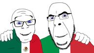 2soyjaks blue_eyes flag flag:italy flag:mexico friendship glasses italy mexico no_more_brother_wars smile soyjak stubble teeth variant:cobson variant:feraljak // 1920x1080 // 265.2KB
