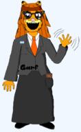 animal argentina arm bible cat clothes flag:argentina full_body garf_(user) garfield glasses hair hand meta:namefags necktie orange_hair orange_skin series:name-tan shoe suit transparent_background variant:soytan waving // 1352x2196 // 153.4KB