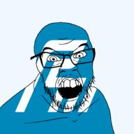 angry flag flag:ishikawa glasses hair ishikawa japan looking_at_you mustache open_mouth soyjak stubble teeth todofuken transparent_background variant:feraljak // 1500x1500 // 111.8KB