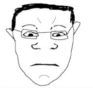 closed_mouth ear glasses hair merge neutral soyjak subvariant:chudjak_front subvariant:neutralplier variant:chudjak variant:markiplier_soyjak // 1000x955 // 52.8KB