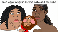 3soyjaks fat hugging jesus kurdish_text lips makeup subvariant:female_cobson subvariant:female_feraljak text variant:cobson variant:feraljak variant:meximutt // 2752x1536 // 5.9MB