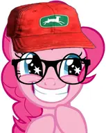 blue_eyes clothes eyes_blue_like_the_atlantic eyes_like_the_o-o-cean grin hat my_little_pony nas:sneed open_mouth pink_hair pink_skin pinkie_pie series:anything_is_more_ias_than_vlodson smile sneed sneed_hat sparkle teeth white_background // 736x924 // 342.8KB