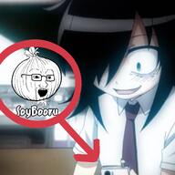 anime beard glasses logo onion open_mouth soybooru text tomoko variant:soyak watamote // 2048x2048 // 2.3MB