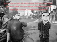 assasination badge bald beard closed_mouth genre_defining glasses gun heartbreaking historical nate nate_higgers noir old oldfag sad soyjak soyteen variant:chudjak variant:grampjak vietnam vietnam_war // 1000x735 // 698.4KB