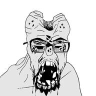 4_eyes bald broken_teeth drool glasses grey_skin half_open_eyes horror husk open_mouth rotten_teeth rotting saliva schizo stubble tar variant:feraljak // 1500x1500 // 129.7KB