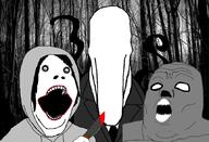 3soyjaks clothes creepypasta hair horror jeff_the_killer necktie open_mouth slenderman soyjak suit the_rake trend:soyjak_trio variant:gapejak variant:markiplier_soyjak variant:tony_soprano_soyjak video_game // 860x587 // 338.2KB