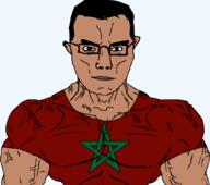 brown_eyes brown_skin buff closed_mouth clothes ear flag glasses hair morocco star subvariant:chudjak_front tshirt variant:chudjak vein // 1051x929 // 50.1KB