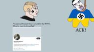 blond bloodshot_eyes bnwo chad chadjak chud crying cuck cuckold hakenkreuz hanging nazism oink queen_of_spades rope russia shaved sissy swastika twitter ukraine variant:chudjak // 2000x1110 // 386.2KB