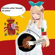algeria anime anime_female chud closed_mouth clothes distorted dress flag:algeria flag:morocco flower full_body glasses hair islam mexico morocco nijisanji plant pomu_rainpuff pregnant slut soyjak spain tattoo variant:chudjak // 320x320 // 131.5KB
