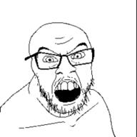animated content_aware distorted glasses open_mouth soyjak stubble variant:feraljak zoom // 250x250 // 605.9KB