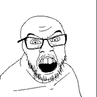 animated content_aware distorted glasses open_mouth soyjak stubble variant:feraljak zoom // 250x250 // 605.9KB