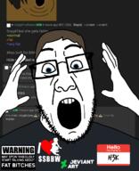 nate H3K_(namefag) arm bbw blue_eyes deviantart fat_fetish glasses hand hello_my_name_is_(sticker) looking_at_you meta:tagme soyjak stubble subvariant:slim_ppp variant:ppp variant:soygirl // 1000x1233 // 240.9KB