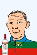 1864 bottle closed_mouth clothes ear flag flag:karachay-cherkessia hair karachay-cherkessia neutral russia smirnoff soyjak star_(symbol) sun text track_suit transparent transparent_background variant:kuzjak vodka white_skin // 810x1192 // 136.3KB