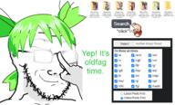 4chan a_(4chan) anime archive closed_mouth desuarchive fateextra folder glasses glowing glowing_eyes glowing_glasses green_hair hair hand mouse nero_claudius_(fate) oldfag oldtroon_rper smile smug soyjak stubble text variant:soyak video_game yotsoyba // 1318x799 // 500.1KB