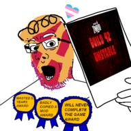 award bald comic eyebrows glasses open_mouth paper stubble trans trans_flag variant:comicjak variant:unknown // 400x400 // 1.2MB