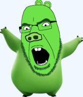 angry angry_birds buck_teeth ear full_body glasses green_skin open_mouth pig snout soyjak stubble variant:cobson // 1843x2147 // 1.1MB
