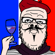 arm beret closed_mouth clothes country flag flag:france france glass glasses hand hat holding_object holding_sproke mustache scarf soyjak sproke stubble variant:a24_slowburn_soyjak white_skin wine_glass // 497x521 // 34.9KB