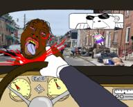 3soyjaks arm black_skin blood bloodshot_eyes car car_decoration crying driving ear glasses hand irl_background moonman nazism open_mouth rope smile soyjak suicide sunglasses swastika text tongue total_nigger_death variant:bernd variant:cobson // 2000x1600 // 2.8MB