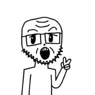 glasses hand open_mouth soyjak stubble template v_sign variant:anijak // 1000x1000 // 35.9KB