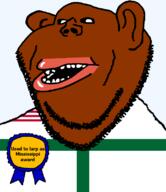 award brown_skin clothes county ear flag flag:liberia flag:sinoe_county hair larp liberia liberian lips mississippi mississippi-in-africa mutt open_mouth sinoe_county soyjak stubble subvariant:impish_amerimutt teeth text transparent transparent_background united_states variant:impish_soyak_ears // 685x793 // 27.0KB