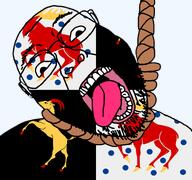 ack animal country county elk flag flag:gävleborg glasses goat gävleborg hair hanging noose open_mouth rope soyjak stubble suicide sweden teeth tongue transparent_background variant:bernd yellow_teeth // 768x719 // 110.7KB