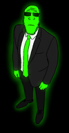 clothes full_body glasses green_skin looking_at_you meta:trendy_tuesday stubble subvariant:neutralplier suit sunglasses trend:glowie variant:markiplier_soyjak // 1250x2400 // 281.6KB