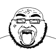 glasses looking_at_you meta:high_resolution nazism no_pupils remastered stubble swastika thick_eyebrows tongue tongue_out variant:bvlljvk // 1200x1200 // 32.6KB