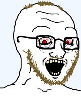bloodshot_eyes brown_hair brown_stubble coomer eyebags gooner moustache open_mouth red_eyes series:coomers_&_gooners subvariant:soyak_(crazed) teeth template tired variant:soyak white_skin // 970x1150 // 29.8KB