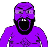 angry arm beard fat glasses nipple open_mouth purple_skin soyjak subvariant:science_lover variant:markiplier_soyjak // 800x789 // 114.9KB