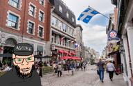 ascence_(user) beard cap closed_mouth clothes flag:quebec glasses green_eyes grey_shirt happy hat irl irl_background meta:low_resolution meta:namefags montreal mustache quebec self_insert smile soyjak variant:feraljak white_skin // 612x400 // 95.4KB