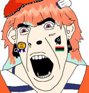 anime award black_lives_matter blacked clothes earring flag:pan-african hair hat hololive kiara open_mouth orange_hair queen_of_spades soyjak variant:cobson // 751x789 // 69.2KB