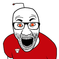 antenna arm clothes glasses open_mouth orange_eyes reddit redditard soyjak stubble tshirt variant:el_perro_rabioso // 427x400 // 12.2KB